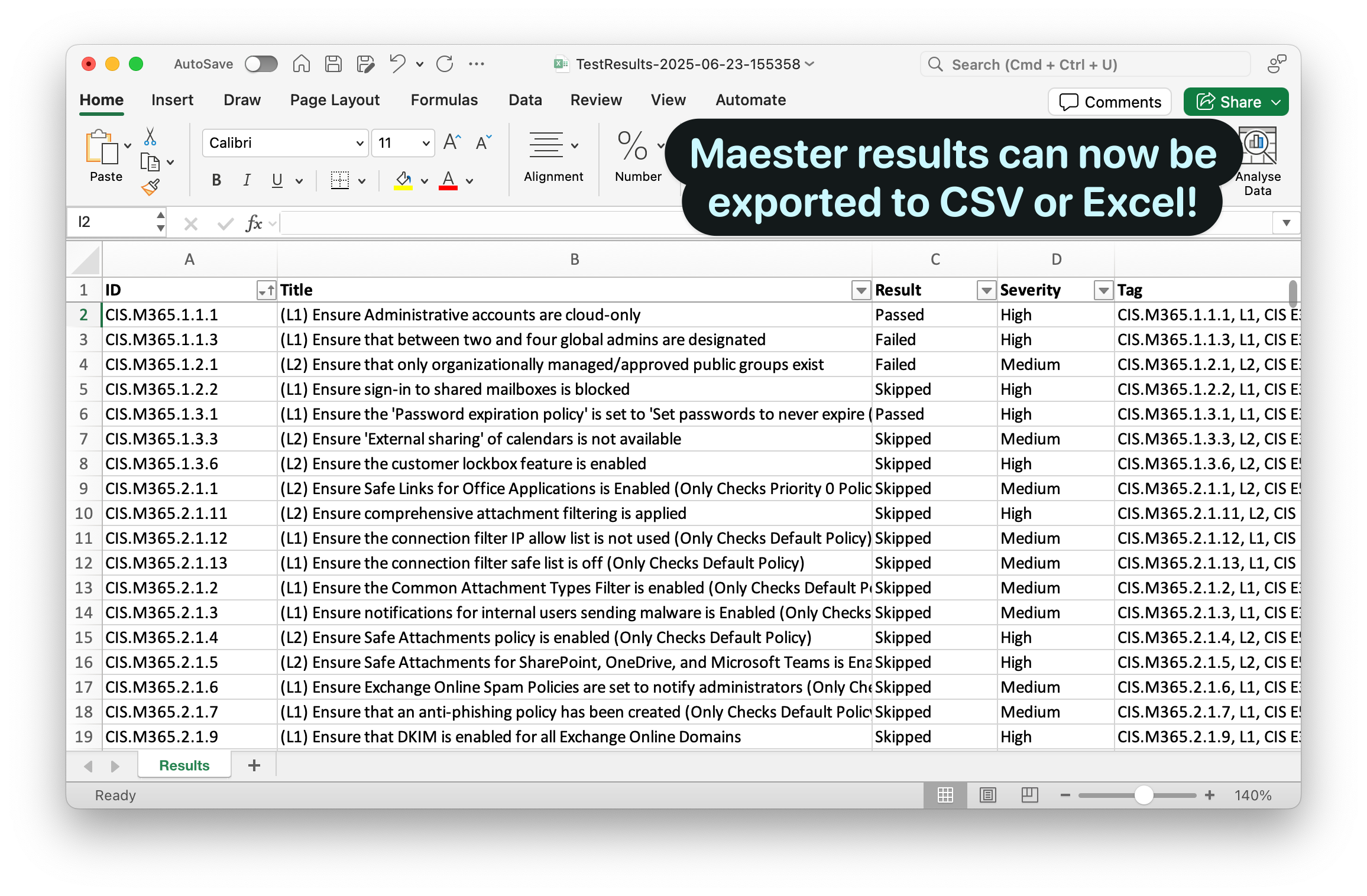 Export to Excel